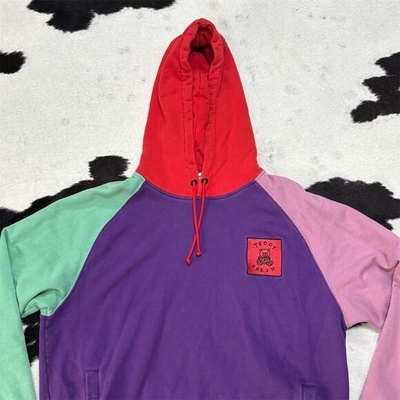Teddy Fresh Unisex XL Hoodie Pastel Color Block Pullover Multicolor - Picture 3 of 5